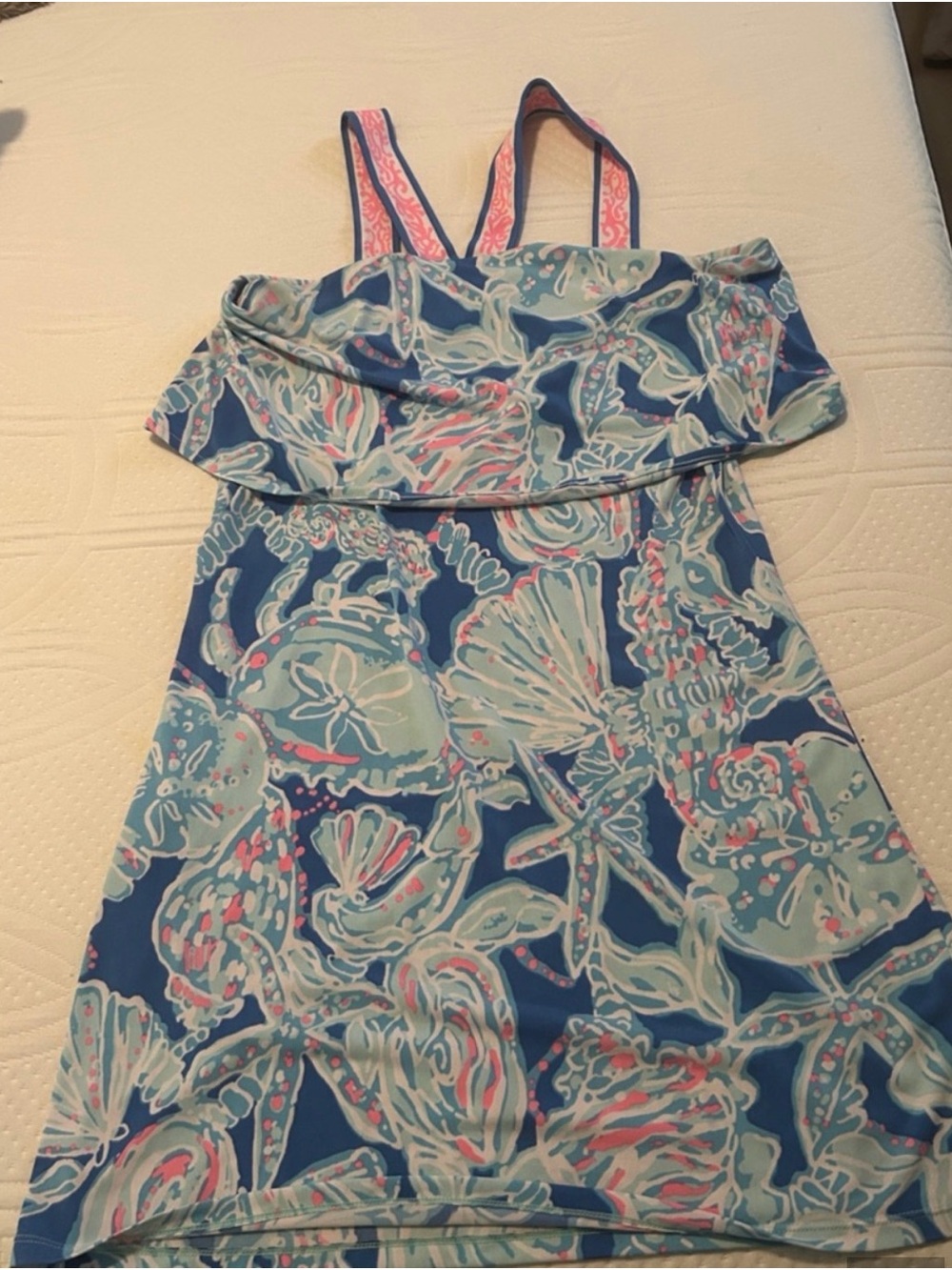 Lilly Pulitzer- Seashell Strap, Tiered top, beautiful minidress, size small